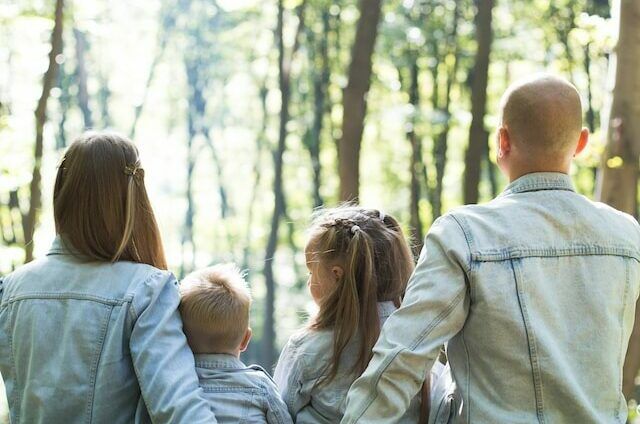 family in forest